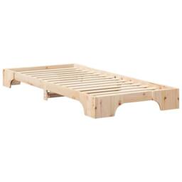 Berkfield Home Floor Bed Frame with Storage Brown 100 x 210 cm Wood in Natural - thumbnail 7