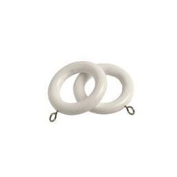 New Edge Blinds Pack of 32 Wooden Curtain Pole Ring Hooks with Eyes in White