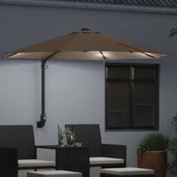 Berkfield Home Stylish Wall-mounted Garden Parasol with LEDs Taupe 248 cm - thumbnail 1