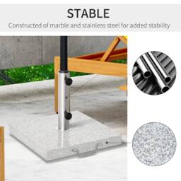 OUTSUNNY Umbrella Base Parasol Holder Patio Furniture 25kg Patio Outdoor Marbel Lawn in Grey - thumbnail 4