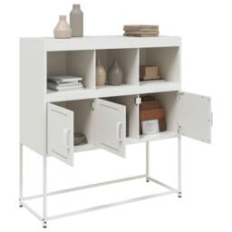 Berkfield Home Sideboard White 100.5x39x107 cm Steel - thumbnail 5
