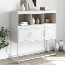 Berkfield Home Sideboard White 100.5x39x107 cm Steel - thumbnail 2