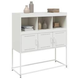 Berkfield Home Sideboard White 100.5x39x107 cm Steel - thumbnail 4
