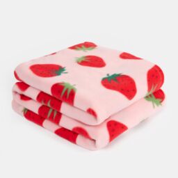OHS Wholesale Strawberry 10 x Fleece Blanket Sofa Throw Joblot in Light Pink - Size: 120 cm x 150 cm