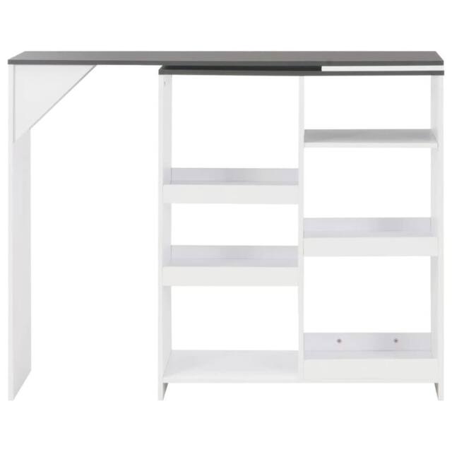 Berkfield Home Bar Table with Moveable Shelf White 138x39x110 cm - Size: 138 x 39 x 110 cm - image 1