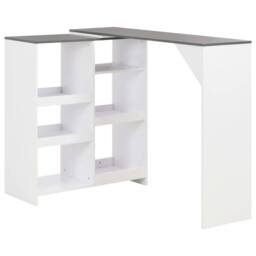 Berkfield Home Bar Table with Moveable Shelf White 138x39x110 cm - Size: 138 x 39 x 110 cm - thumbnail 2