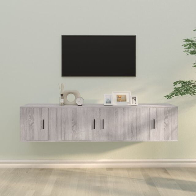 Berkfield Home 3 Piece TV Cabinet Set Grey Sonoma Engineered Wood - image 1