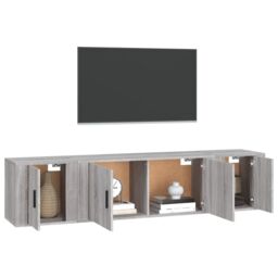 Berkfield Home 3 Piece TV Cabinet Set Grey Sonoma Engineered Wood - thumbnail 3