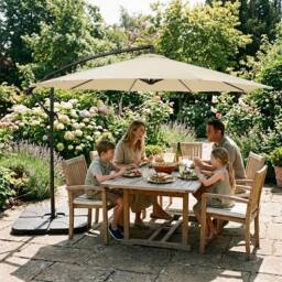 Monstershop Cantilever Parasol 3m With Square Base - Cream in Beige - thumbnail 8