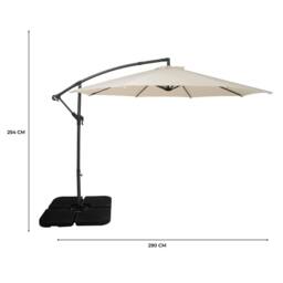 Monstershop Cantilever Parasol 3m With Square Base - Cream in Beige - thumbnail 5