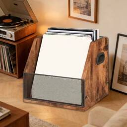 VOGREX Sturdy Vinyl Record Storage Crate for Albums files Magazines in Brown - thumbnail 5