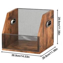 VOGREX Sturdy Vinyl Record Storage Crate for Albums files Magazines in Brown - thumbnail 2