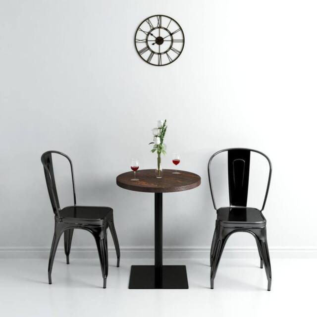 Berkfield Home Bistro Table MDF & Steel Round 60x75 cm Dark Ash in Brown - image 1