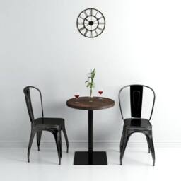 Berkfield Home Bistro Table MDF & Steel Round 60x75 cm Dark Ash in Brown