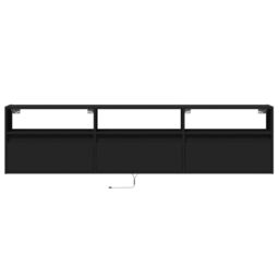 Berkfield Home TV Wall Cabinet with LED Black 180x31x45 cm - Size: 180 x 31 x 45 cm - thumbnail 6