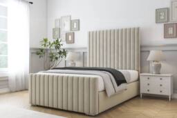 "Comfort Beds Khloe Plush Bed Frame - 50"" Upholstered Headboard in Cream - Size: King" - thumbnail 1