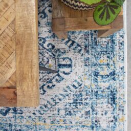 Loomed Navy Blue Aztec Pattern Distressed Living Room Bedroom Area Rug Runner - Size: 160 cm x 230 cm - thumbnail 5