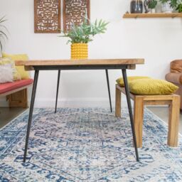 Loomed Navy Blue Aztec Pattern Distressed Living Room Bedroom Area Rug Runner - Size: 160 cm x 230 cm - thumbnail 4