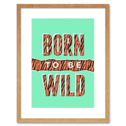 "Artery8 Wall Art Print Born to be Wild Tiger Framed in Beige - Size: W7"" x H9""" - thumbnail 1