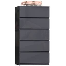 HOMCOM Bedroom Chest of Drawers, 5 Drawers Dresser, Drawer Unit, Grey - thumbnail 2