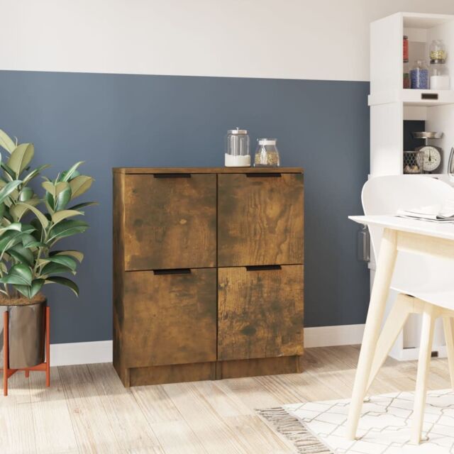 Berkfield Home Sideboards 2 pcs Smoked Oak 30x30x70 cm Engineered Wood in Brown - Size: 30 x 30 x 70 cm - image 1