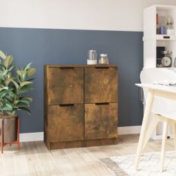 Berkfield Home Sideboards 2 pcs Smoked Oak 30x30x70 cm Engineered Wood in Brown - Size: 30 x 30 x 70 cm - thumbnail 1