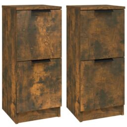 Berkfield Home Sideboards 2 pcs Smoked Oak 30x30x70 cm Engineered Wood in Brown - Size: 30 x 30 x 70 cm - thumbnail 2
