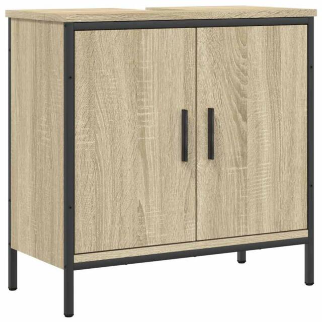 Berkfield Home Bathroom Sink Cabinet Sonoma Oak 60x30x60 cm Engineered Wood in Light Tan - Size: 60 x 30 x 60 cm - image 1