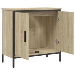 Berkfield Home Bathroom Sink Cabinet Sonoma Oak 60x30x60 cm Engineered Wood in Light Tan - Size: 60 x 30 x 60 cm - thumbnail 6