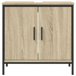 Berkfield Home Bathroom Sink Cabinet Sonoma Oak 60x30x60 cm Engineered Wood in Light Tan - Size: 60 x 30 x 60 cm - thumbnail 5