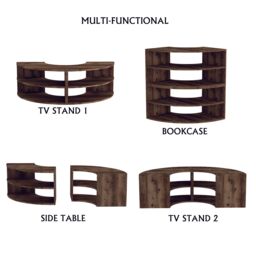 "Destina Home Multifunctional Corner TV Stand, Bookshelf & Table for TVs Up to 78"" in Light Brown - Size: 2 Pack" - thumbnail 3