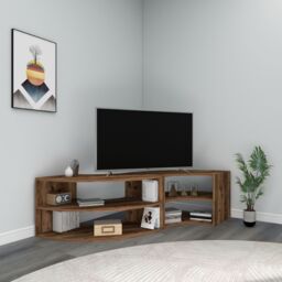 "Destina Home Multifunctional Corner TV Stand, Bookshelf & Table for TVs Up to 78"" in Light Brown - Size: 2 Pack" - thumbnail 2