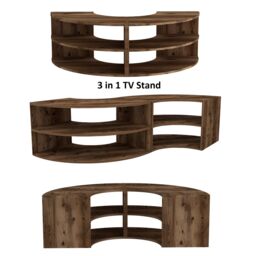 "Destina Home Multifunctional Corner TV Stand, Bookshelf & Table for TVs Up to 78"" in Light Brown - Size: 2 Pack" - thumbnail 7