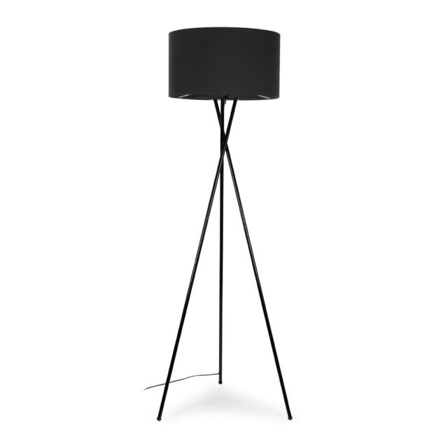 ValueLights Camden Black Metal Tripod Floor Lamp with Drum Lamp Shade & LED Bulb in Charcoal - image 1