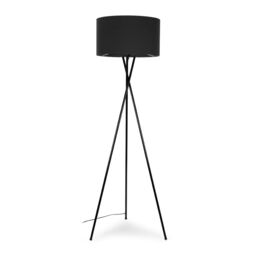 ValueLights Camden Black Metal Tripod Floor Lamp with Drum Lamp Shade & LED Bulb in Charcoal - thumbnail 1
