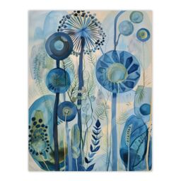 "Artery8 Abstract Blue Wildflowers Watercolour Floral Wall Art Print - Size: W24"" x H32""" - thumbnail 1