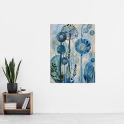 "Artery8 Abstract Blue Wildflowers Watercolour Floral Wall Art Print - Size: W24"" x H32""" - thumbnail 4
