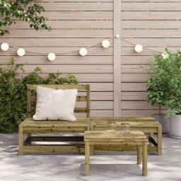 Berkfield Home Garden Sofa Armless with Footstool Impregnated Wood Pine in Brown - thumbnail 3