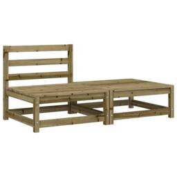 Berkfield Home Garden Sofa Armless with Footstool Impregnated Wood Pine in Brown - thumbnail 2