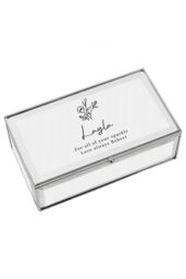 Personalised Memento Company Women's Personalised Floral Mirrored Jewellery Box in Metallic Silver