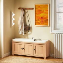 SoBuy Entrance Bench with Storage - Light Oak Farmhouse - thumbnail 9