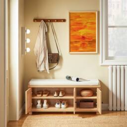 SoBuy Entrance Bench with Storage - Light Oak Farmhouse - thumbnail 8