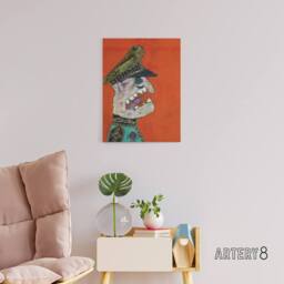 "Artery8 Antonio Berni Colonel Golpista Canvas Wall Art Print in Red - Size: W18"" x H24""" - thumbnail 3