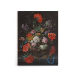 "Artery8 Still Life with Flowers & a Watch Mignon Canvas Wall Art - Size: W18"" x H24""" - thumbnail 1