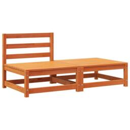 Berkfield Home Garden Sofa Armless with Footstool Wax Brown Solid Wood Pine - thumbnail 2