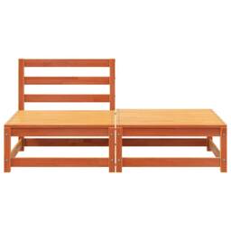 Berkfield Home Garden Sofa Armless with Footstool Wax Brown Solid Wood Pine - thumbnail 4