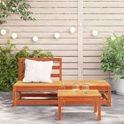 Berkfield Home Garden Sofa Armless with Footstool Wax Brown Solid Wood Pine - thumbnail 3