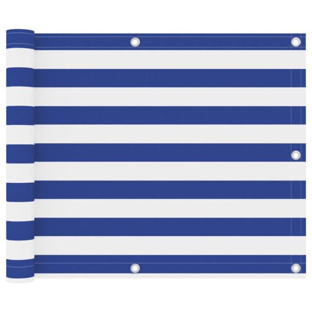 Berkfield Home Balcony Screen White & Blue 75x500 cm Oxford Fabric - image 1