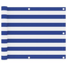 Berkfield Home Balcony Screen White & Blue 75x500 cm Oxford Fabric - thumbnail 1