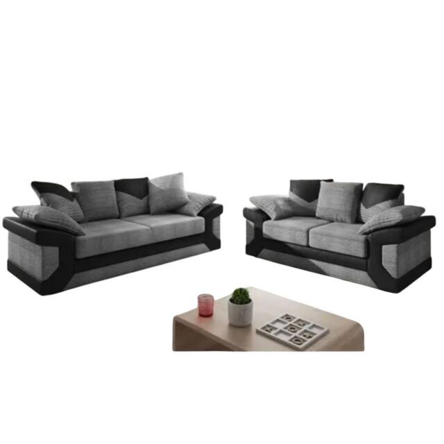 SNUG FURNITURE BIRMINGHAM LTD Dino Jumbo Cord 3+2 Black/Grey Sofa Set in Grey - image 1